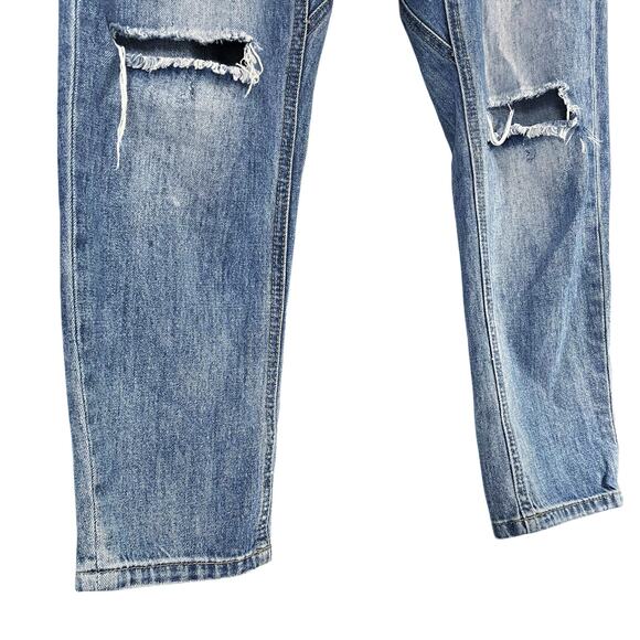 EASEL Distressed Boyfriend Jeans Drawstring Pull-On Elastic Waist Size M EB40105 - Picture 6 of 8